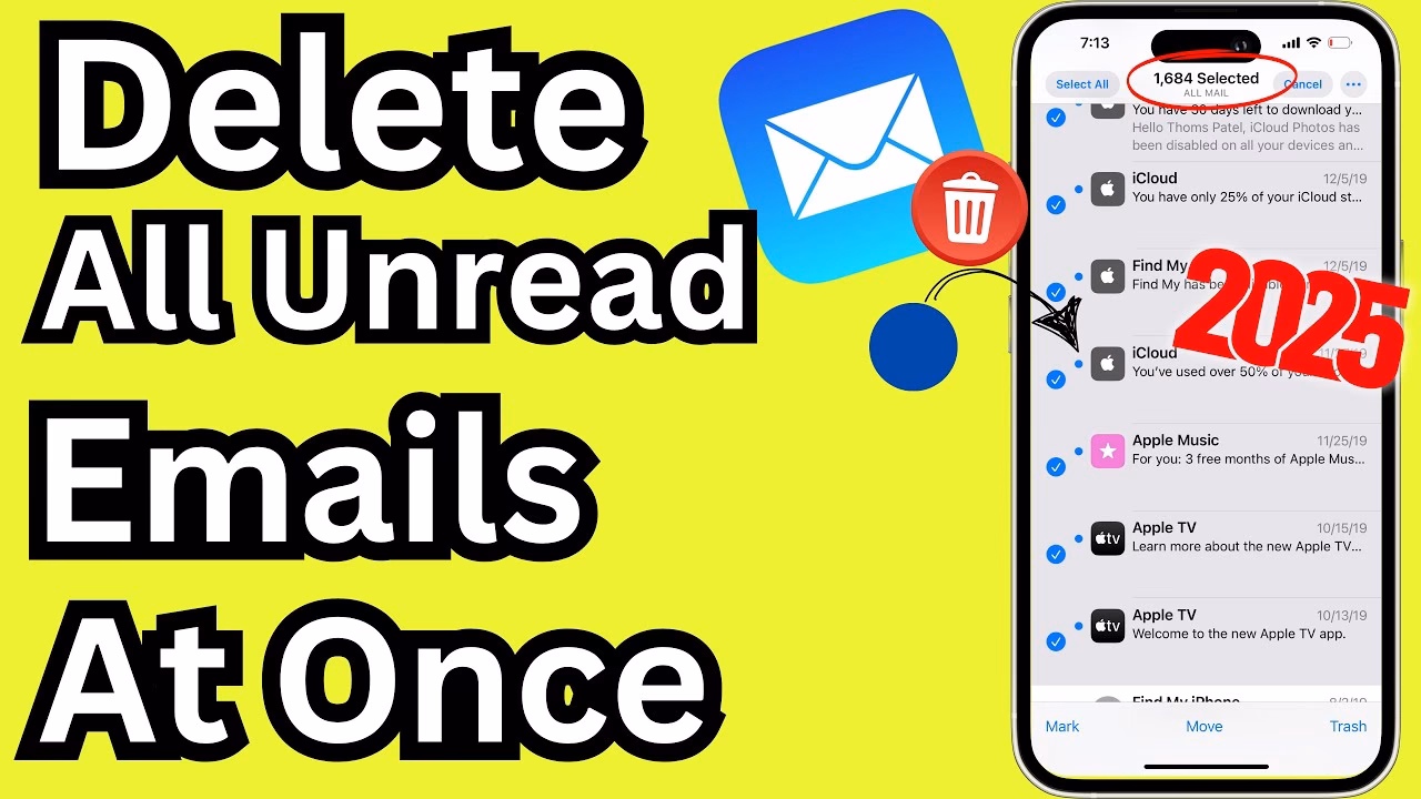 How to delete multiple emails on iPhone 13?