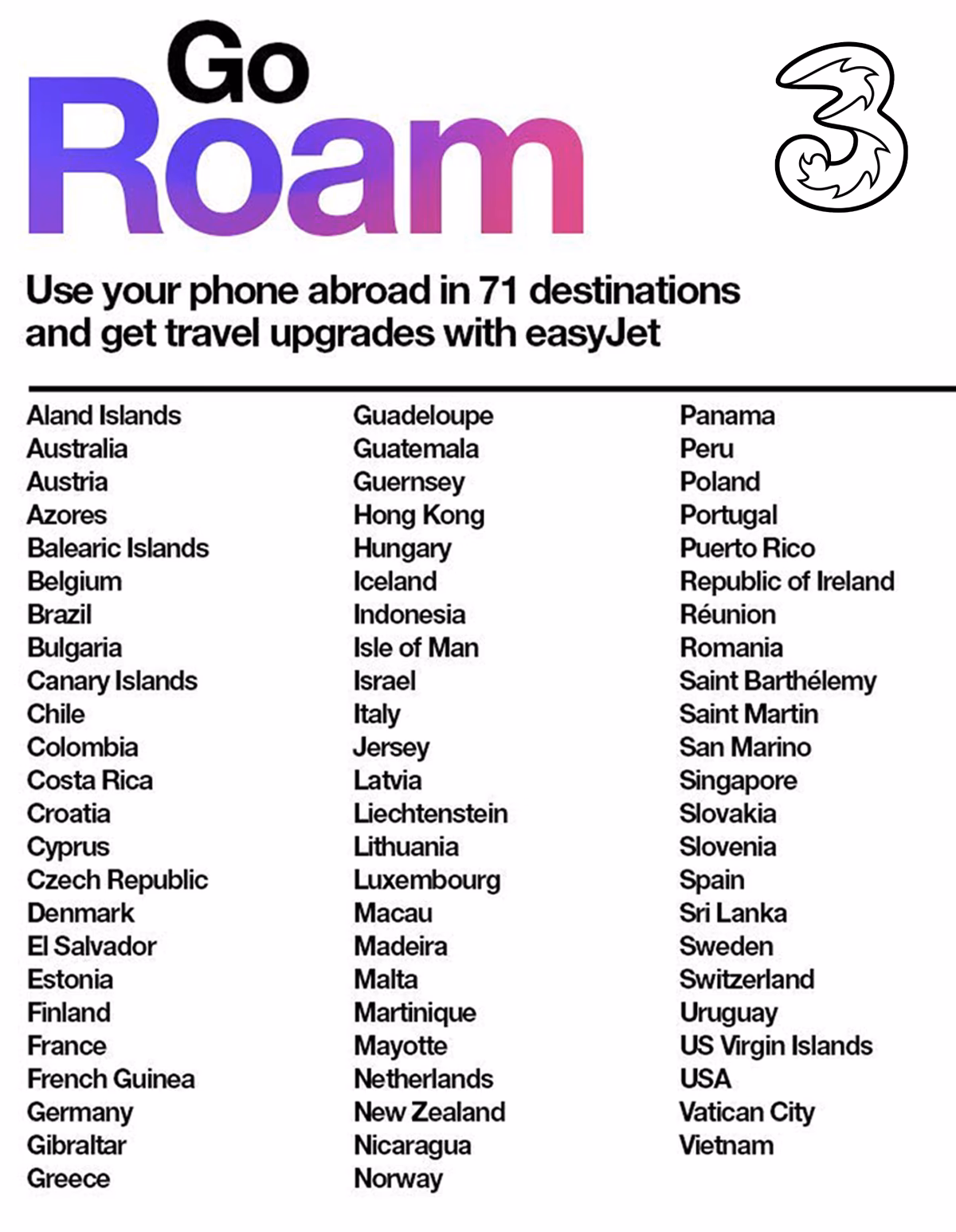 Does three's go roam work overseas?