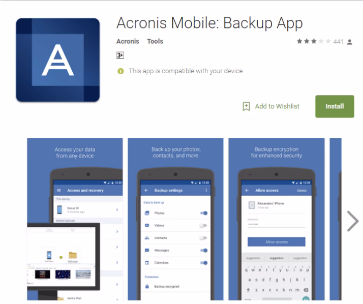 Does Acronis True Image support mobile devices?