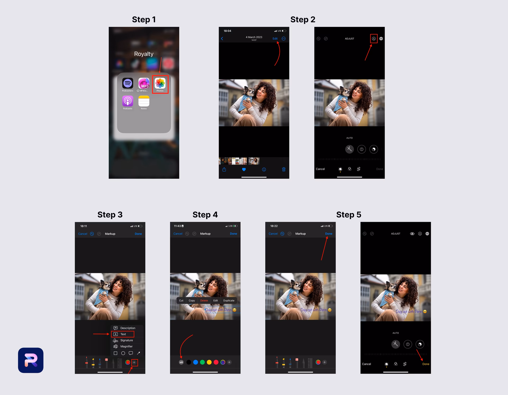 How to add text to photos on iPhone?
