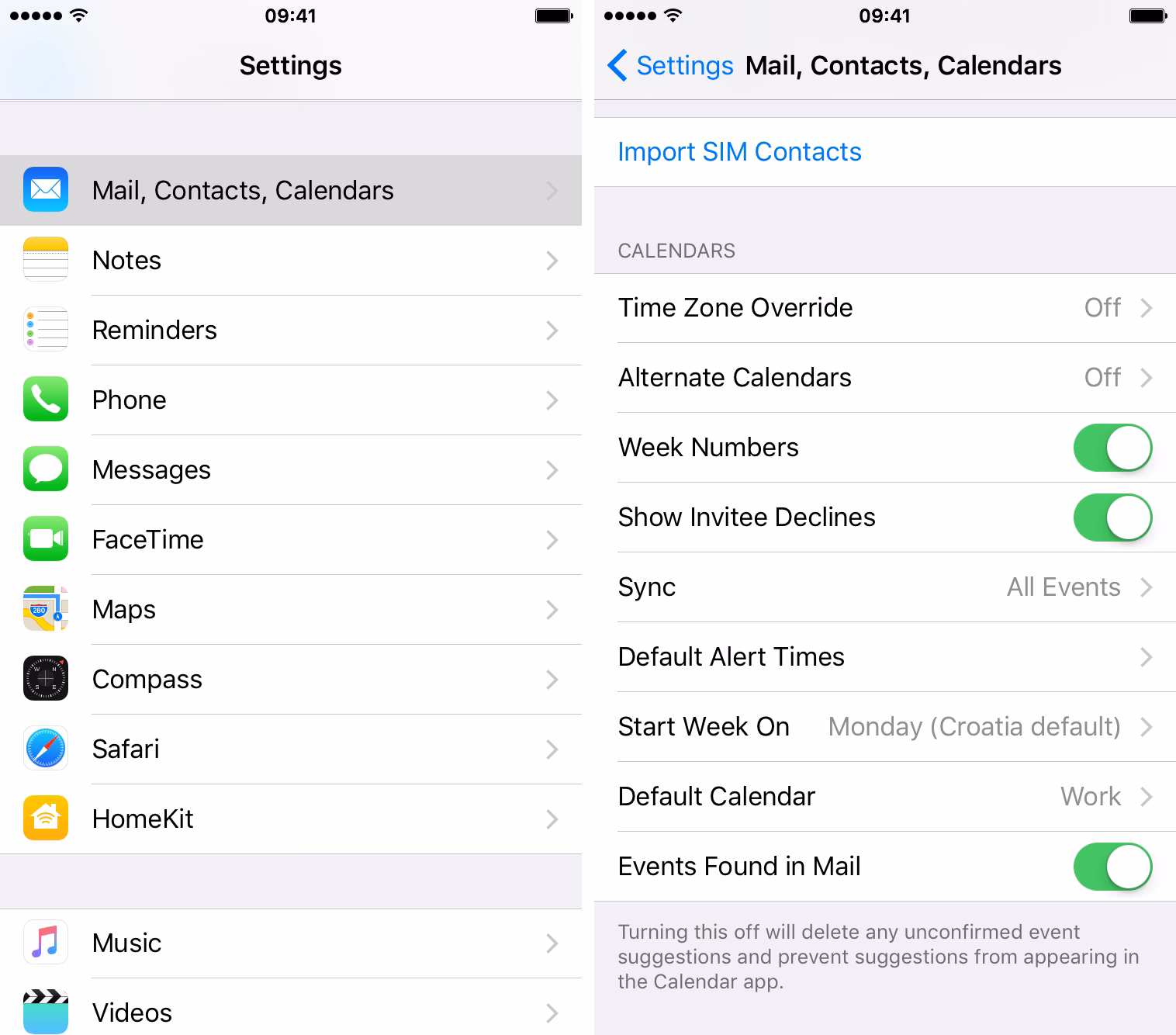How do I change the week number on my iPhone?