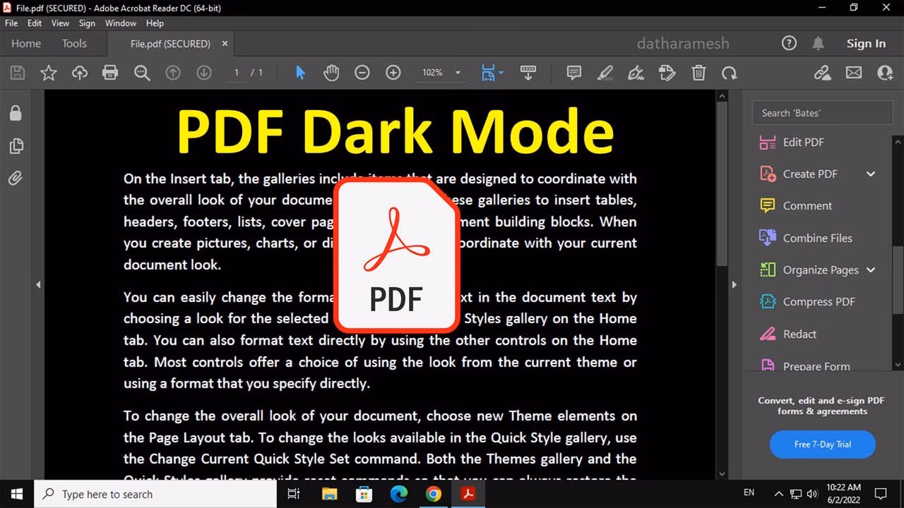 How do I disable the Acrobat Reader Mobile app dark mode?