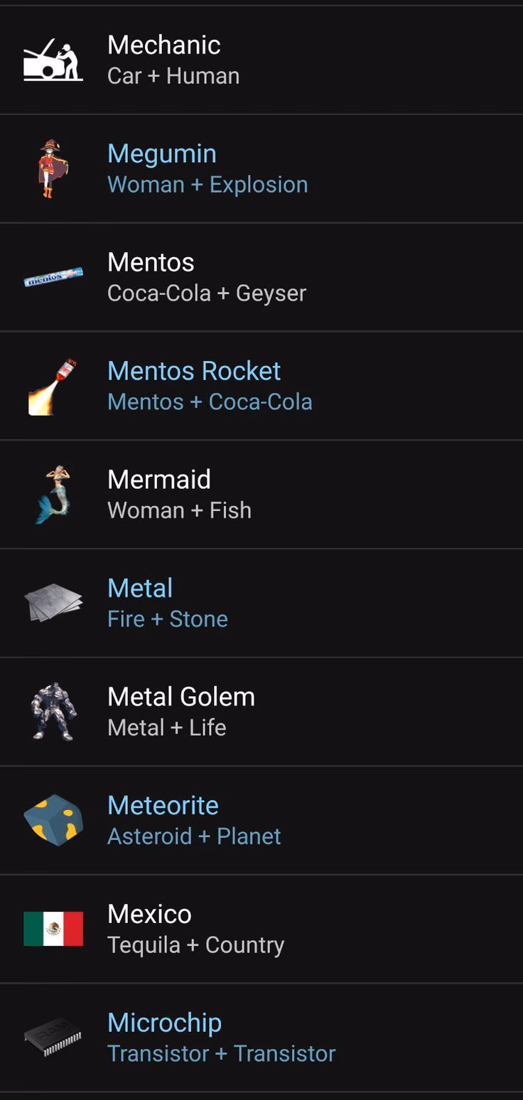 How many combinations in alchemy mobile game?
