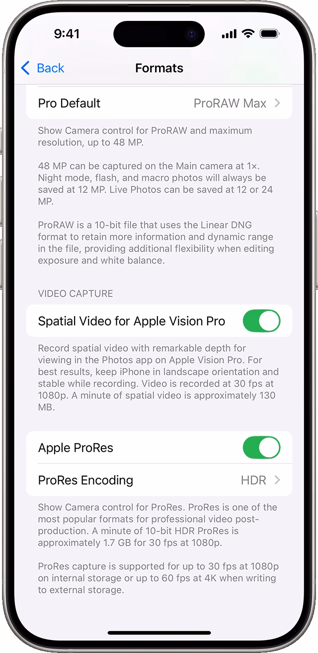 How to capture ProRes video on iPhone?