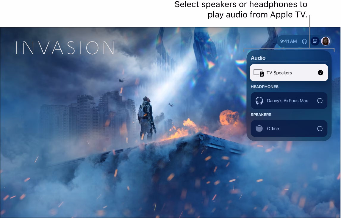 How do I send audio from a speaker to Apple TV?