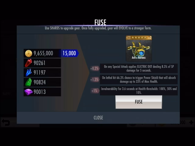 How many effects does gear have in Injustice mobile?