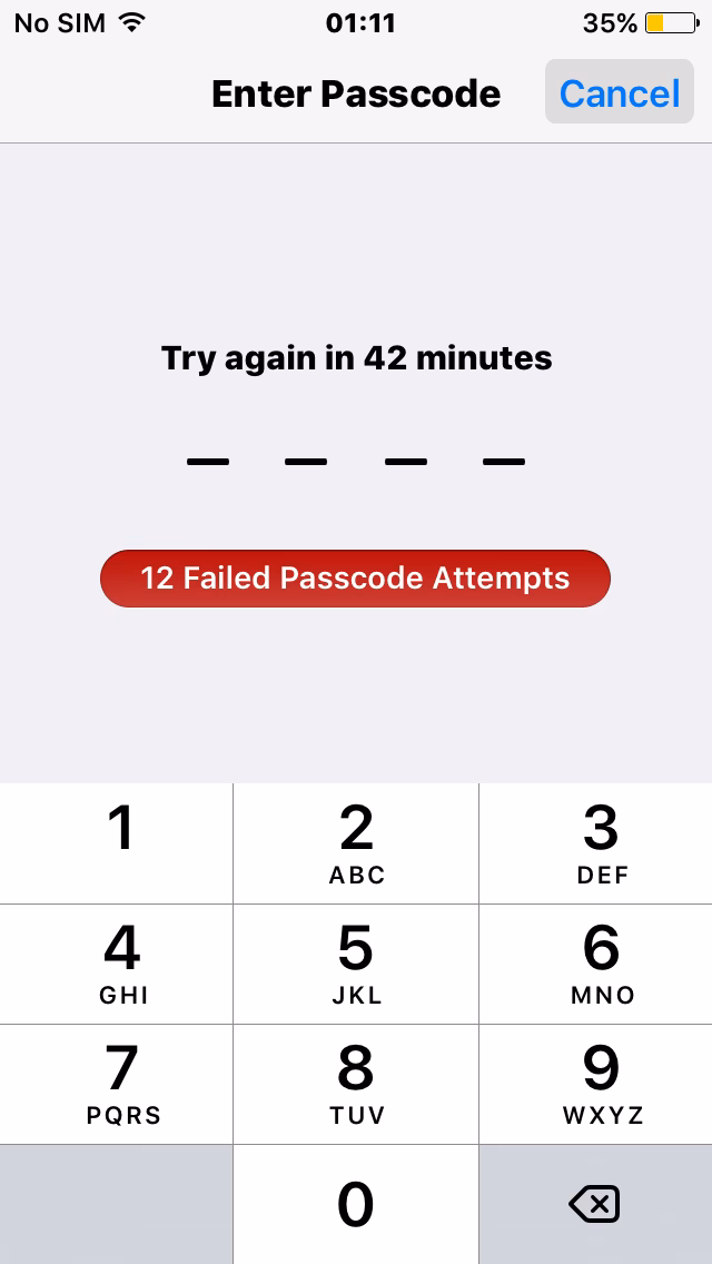 How many attempts to unlock iPhone?