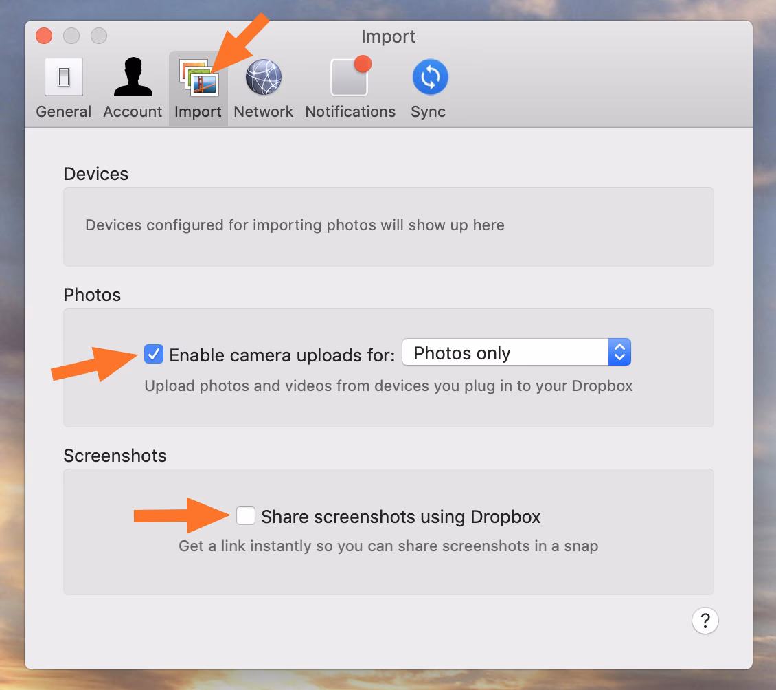 Does Dropbox automatically upload photos & videos?
