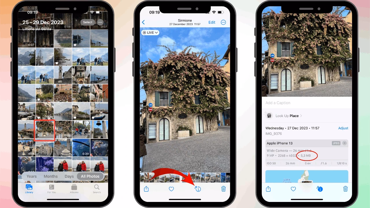 How big is a photo on an iPhone?