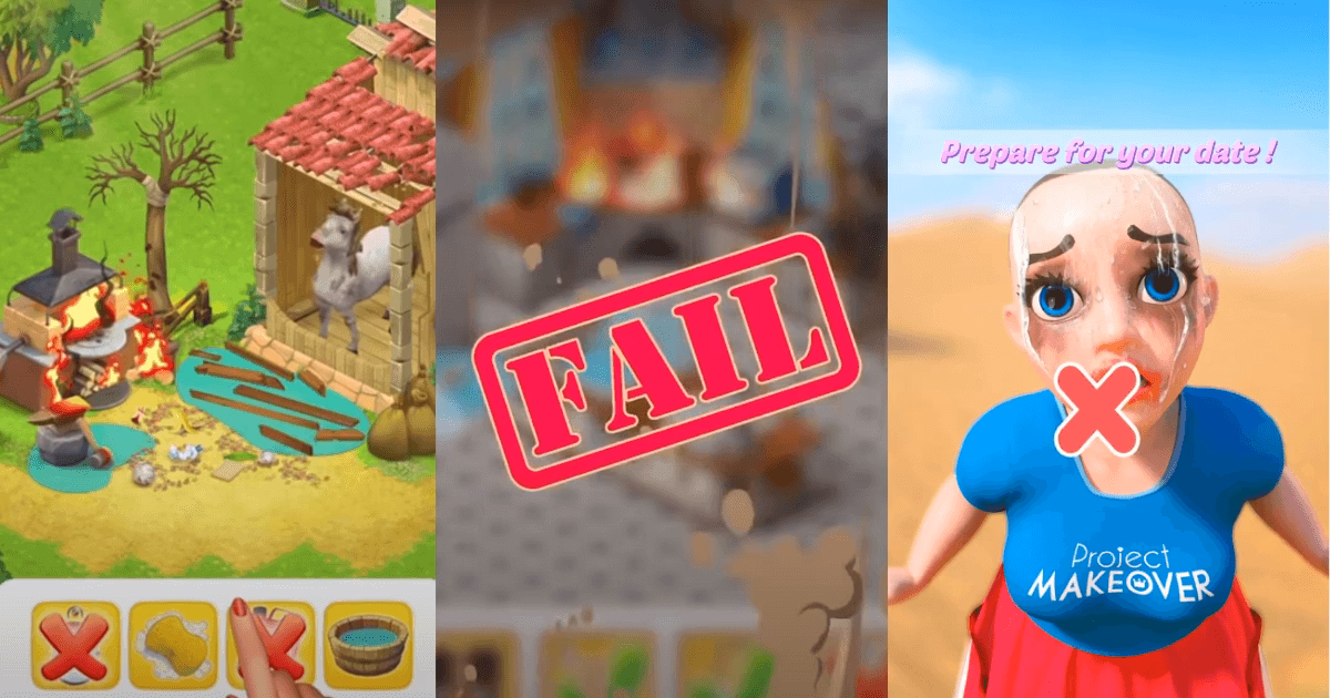 What is a 'fake game' ad?