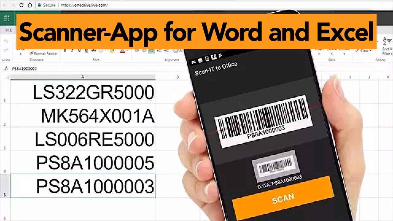 How do I scan QR codes and barcodes to excel?