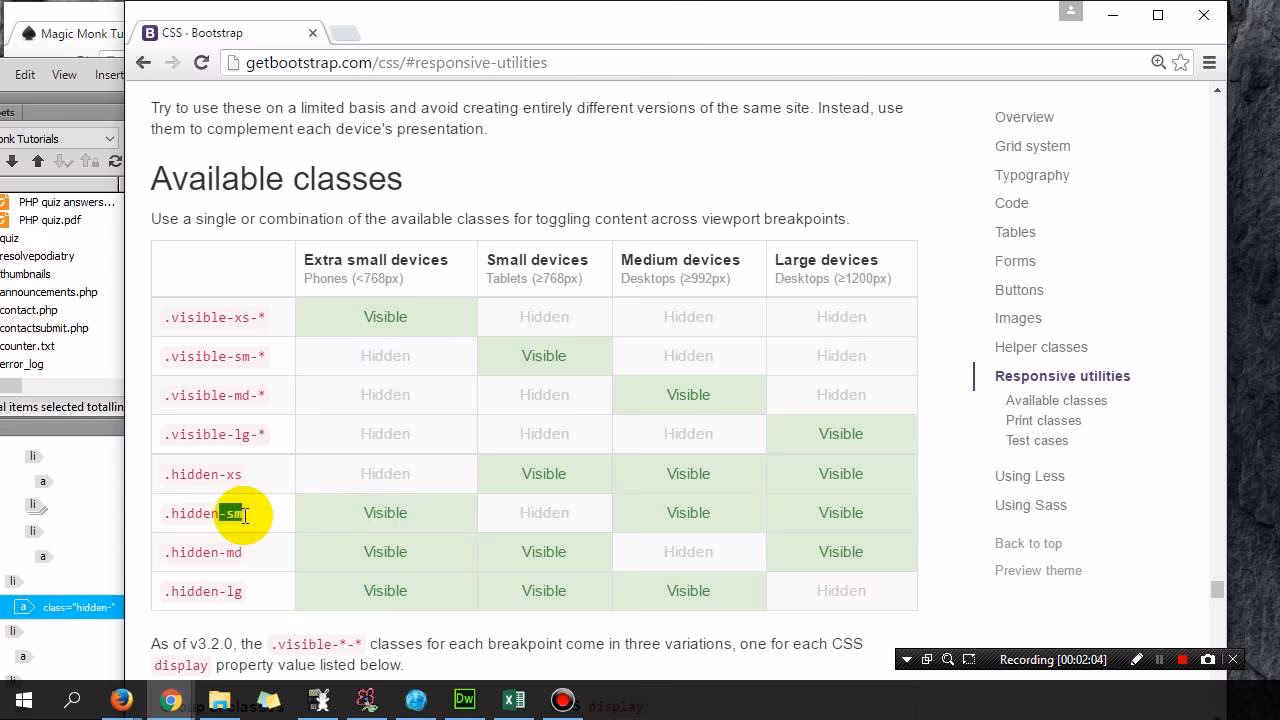 How to hide a device in Bootstrap 4?
