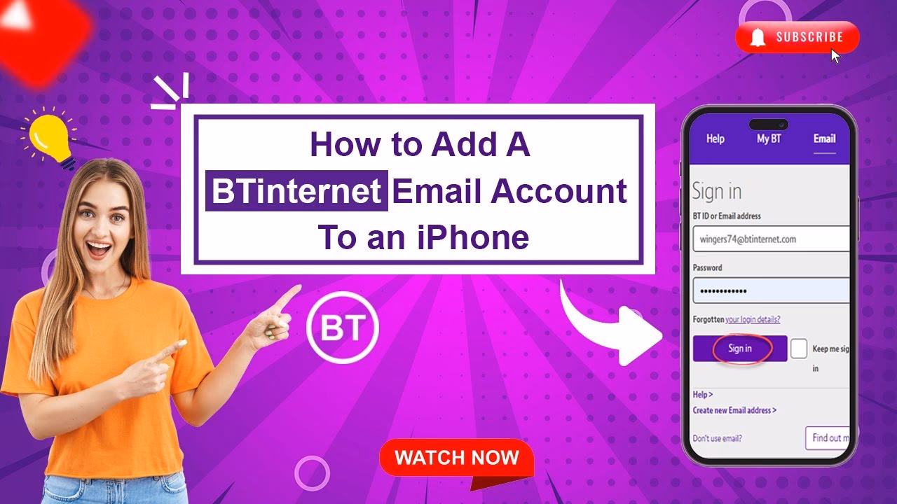 How do I add a BT email account to my iPhone?