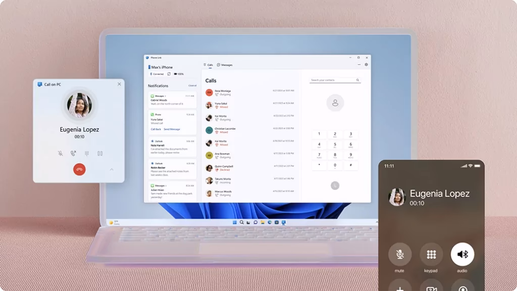 How do I make a call using the phone link app?