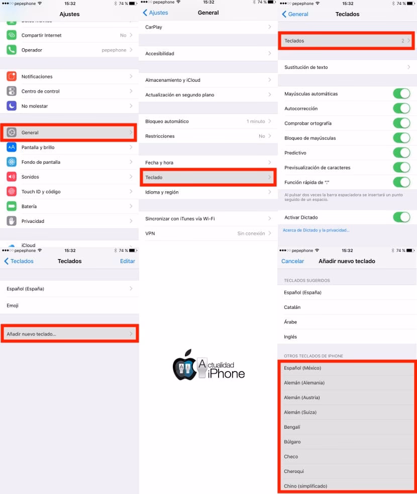 ¿Cómo poner correcciones en el teclado de mi iPhone?