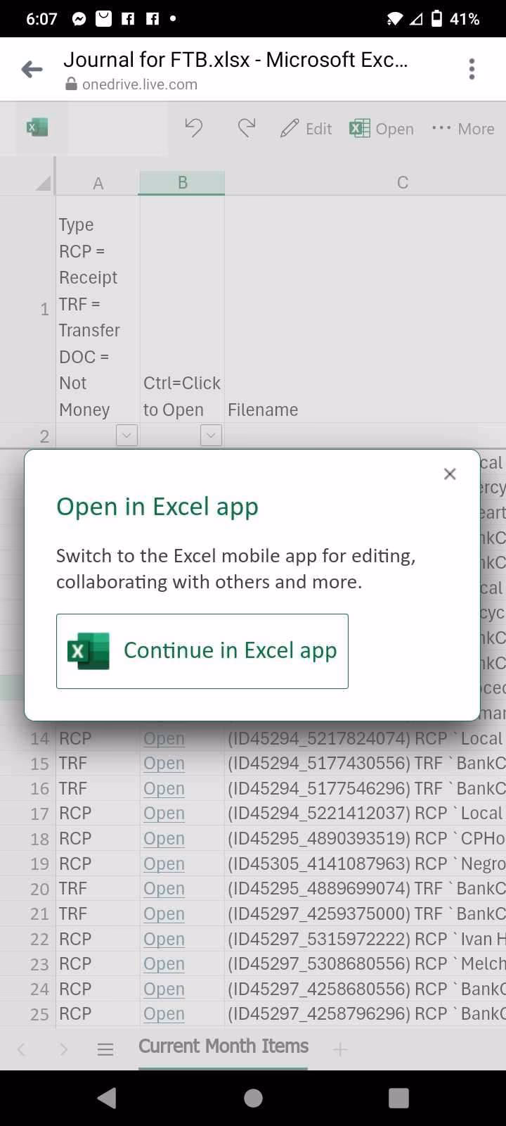 How can I edit an Excel file from OneDrive?