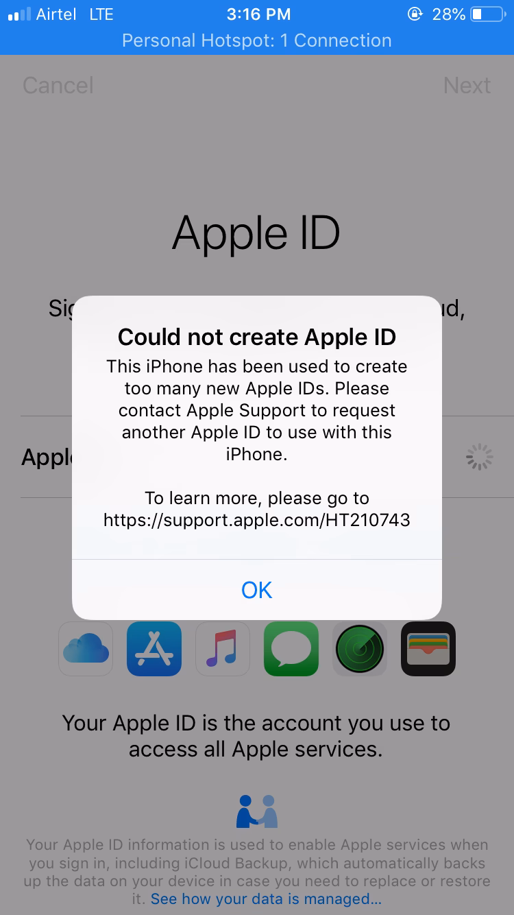 Why can't I create an Apple ID?