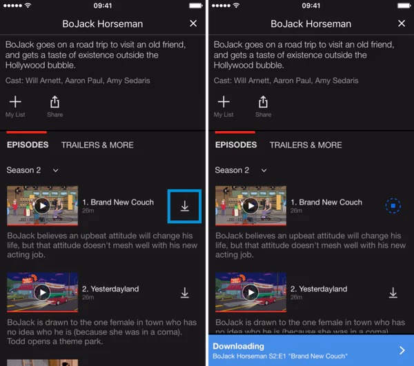 How do I download episodes from Netflix on my iPhone?