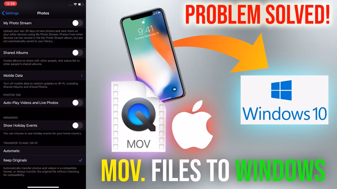 How to export MOV videos from iPhone to PC using File Explorer?