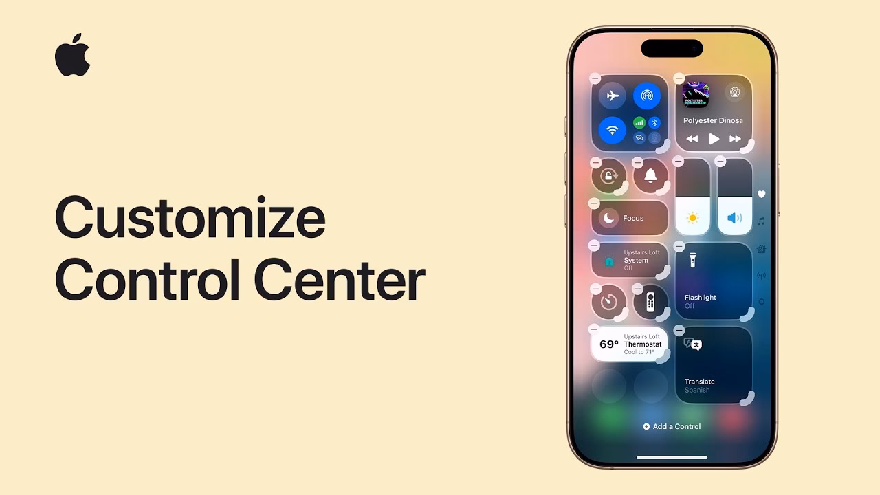 How do I change the control center layout on my iPhone?