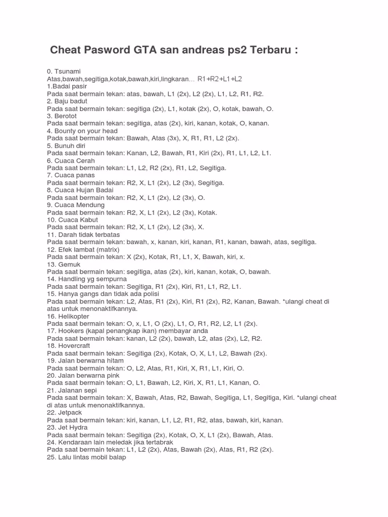 Does GTA San Andreas have cheats?