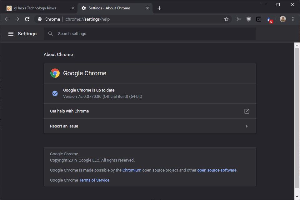 What operating systems does Google Chrome 75 support?