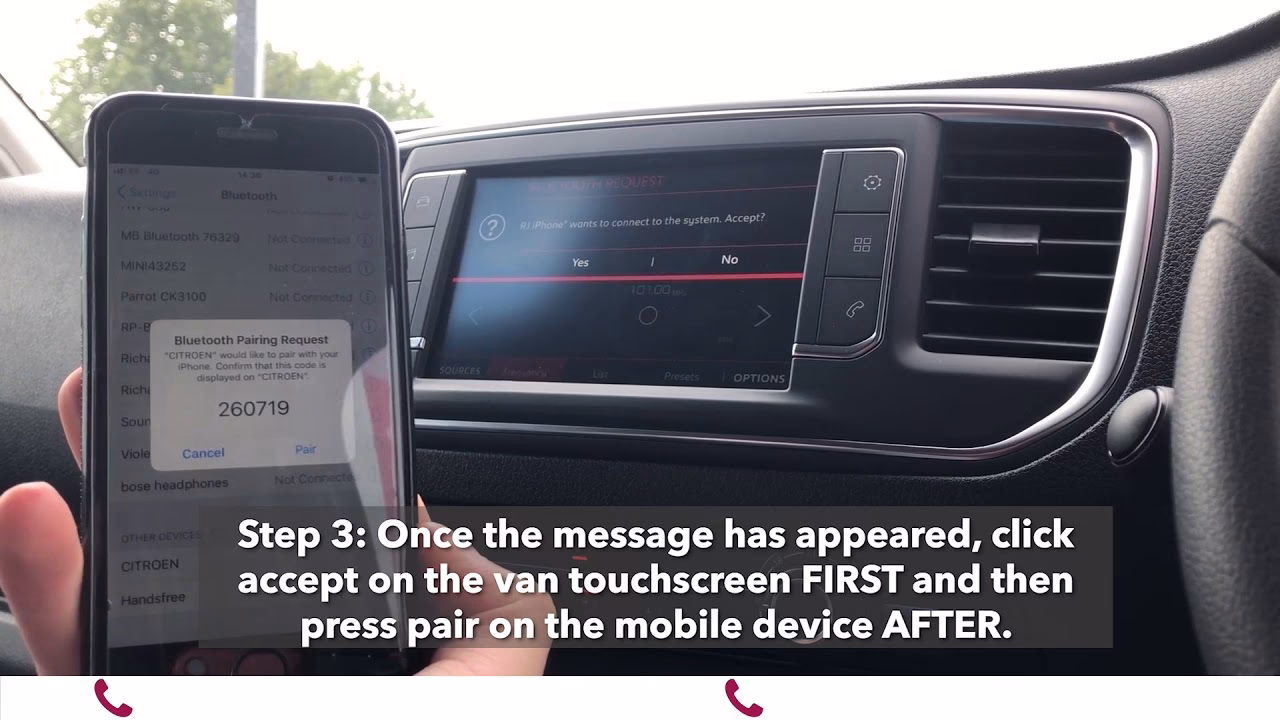 How to connect a mobile phone to a citron car?
