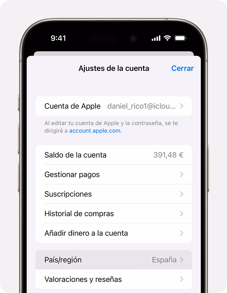 ¿Cómo cambiar el país o la región de mi Apple ID?