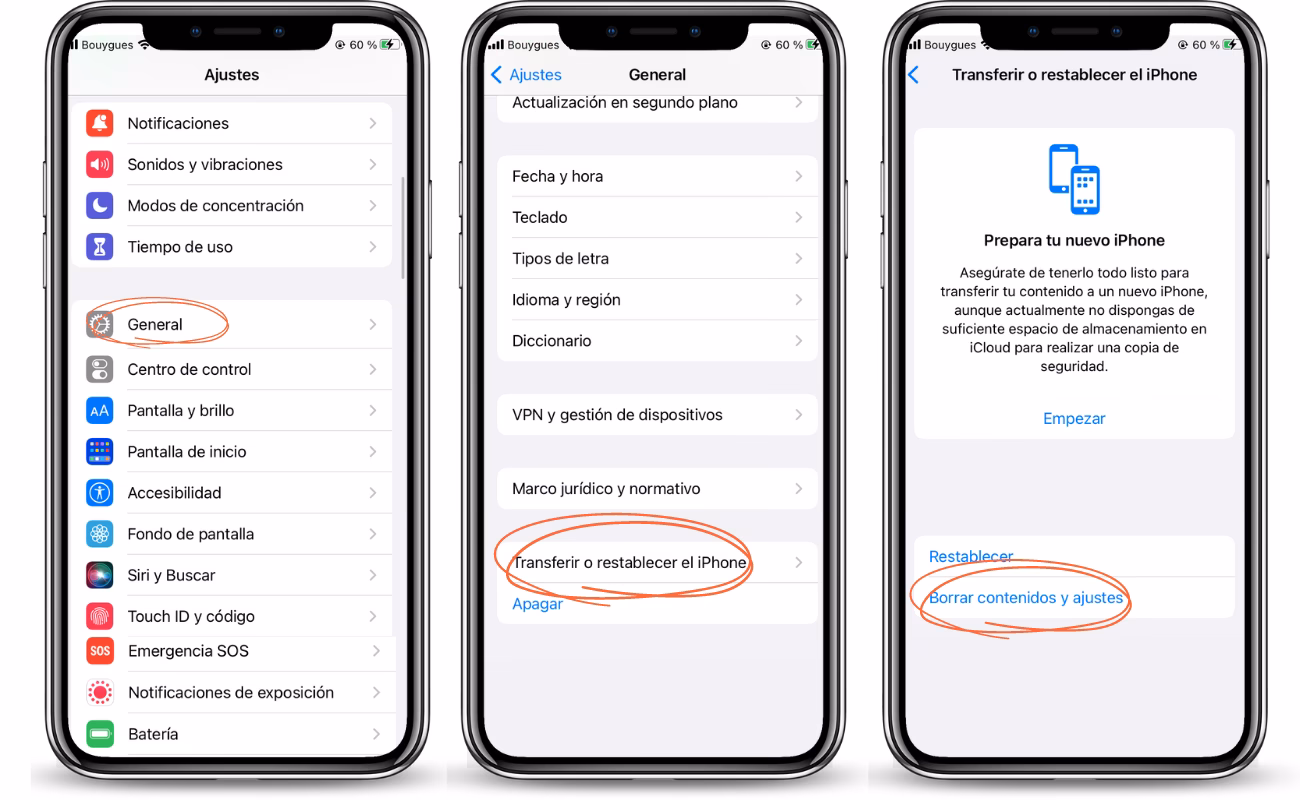 ¿Cómo borrar todo el contenido de mi iPhone?