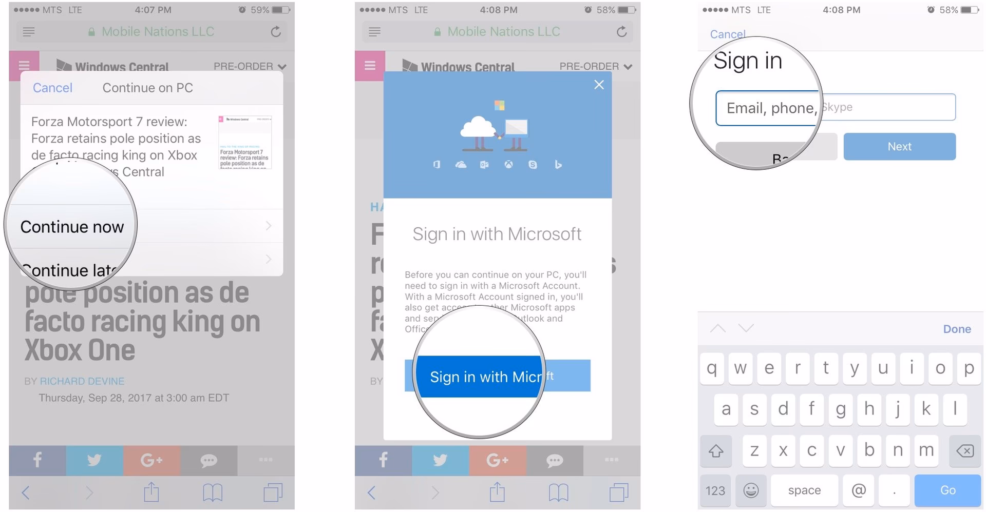 Does continue on PC work on iOS?