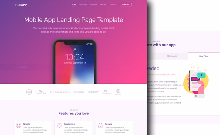 What is a free Bootstrap 4 HTML5 app landing page template?