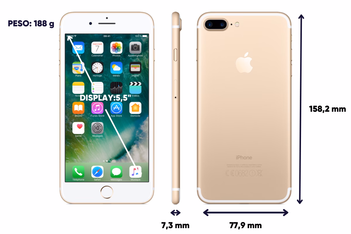 ¿Cuál es el tamaño del iPhone 7?