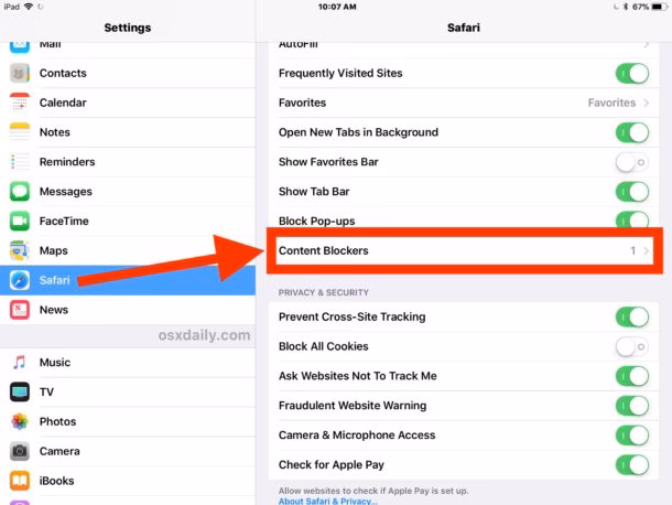 How to Disable Ad Blocker on safari?