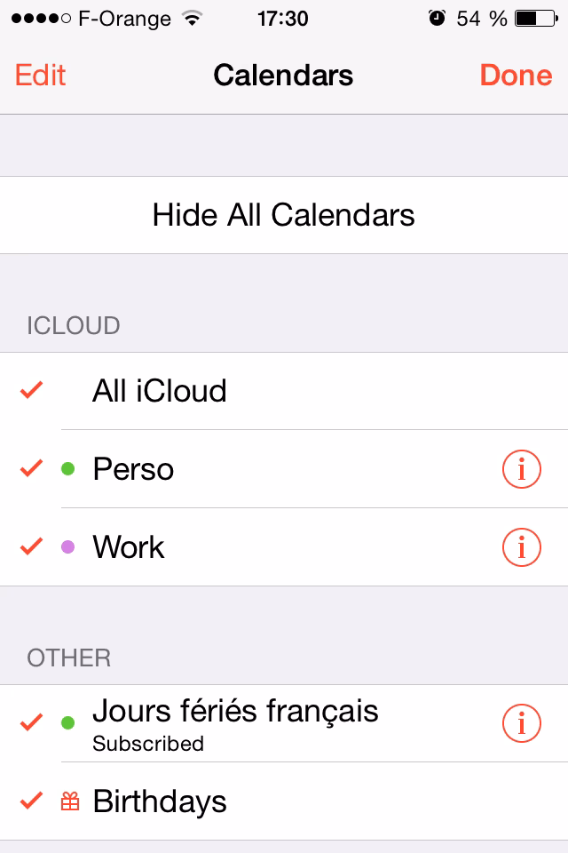 How do I change the default calendar on my iPhone?