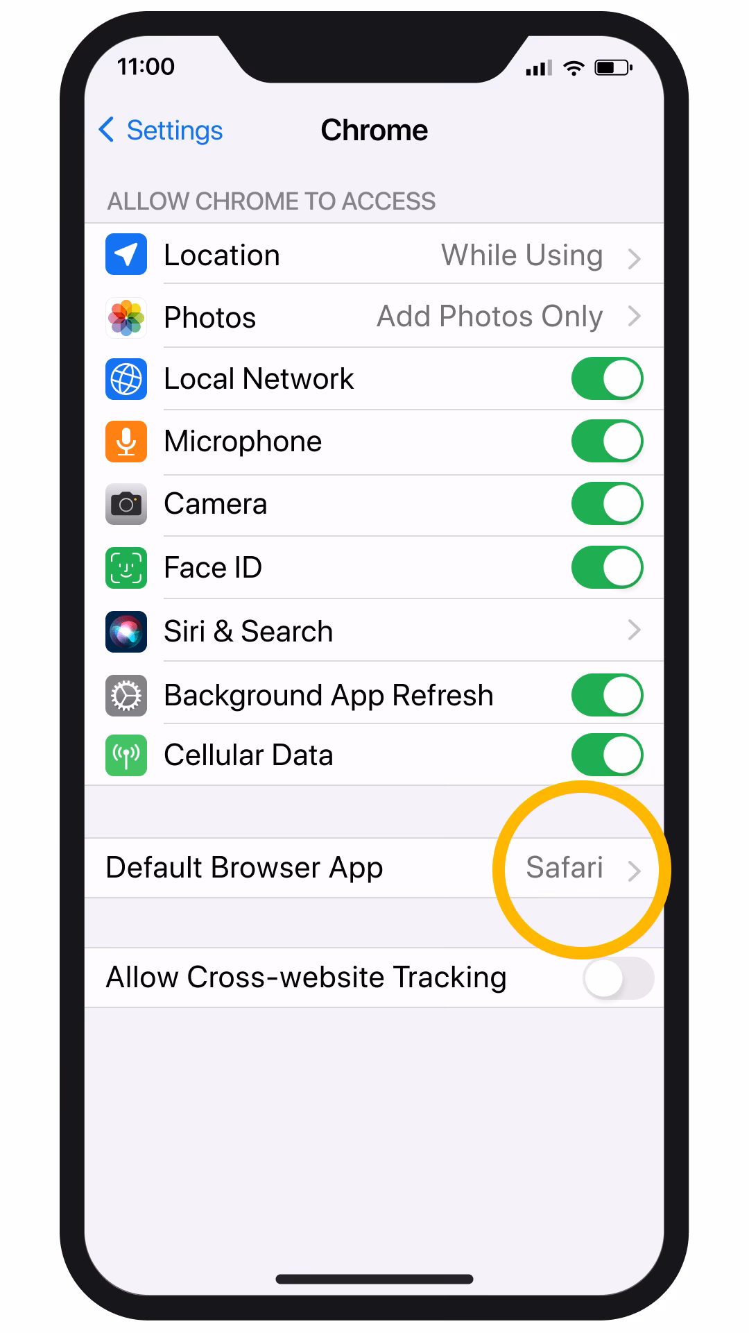 What is the default browser on iPhone?