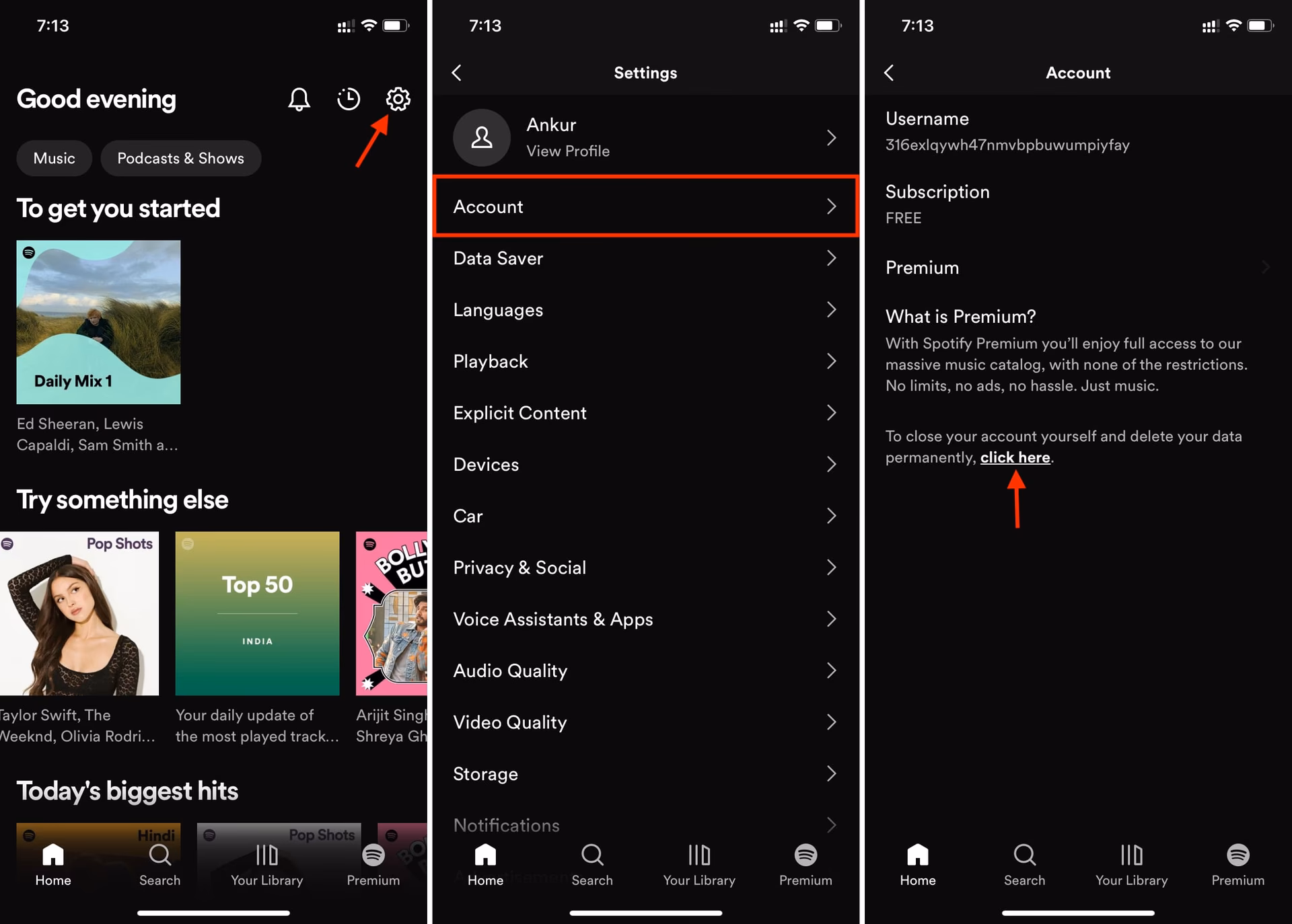 How do I Close my Spotify account on my iPhone?