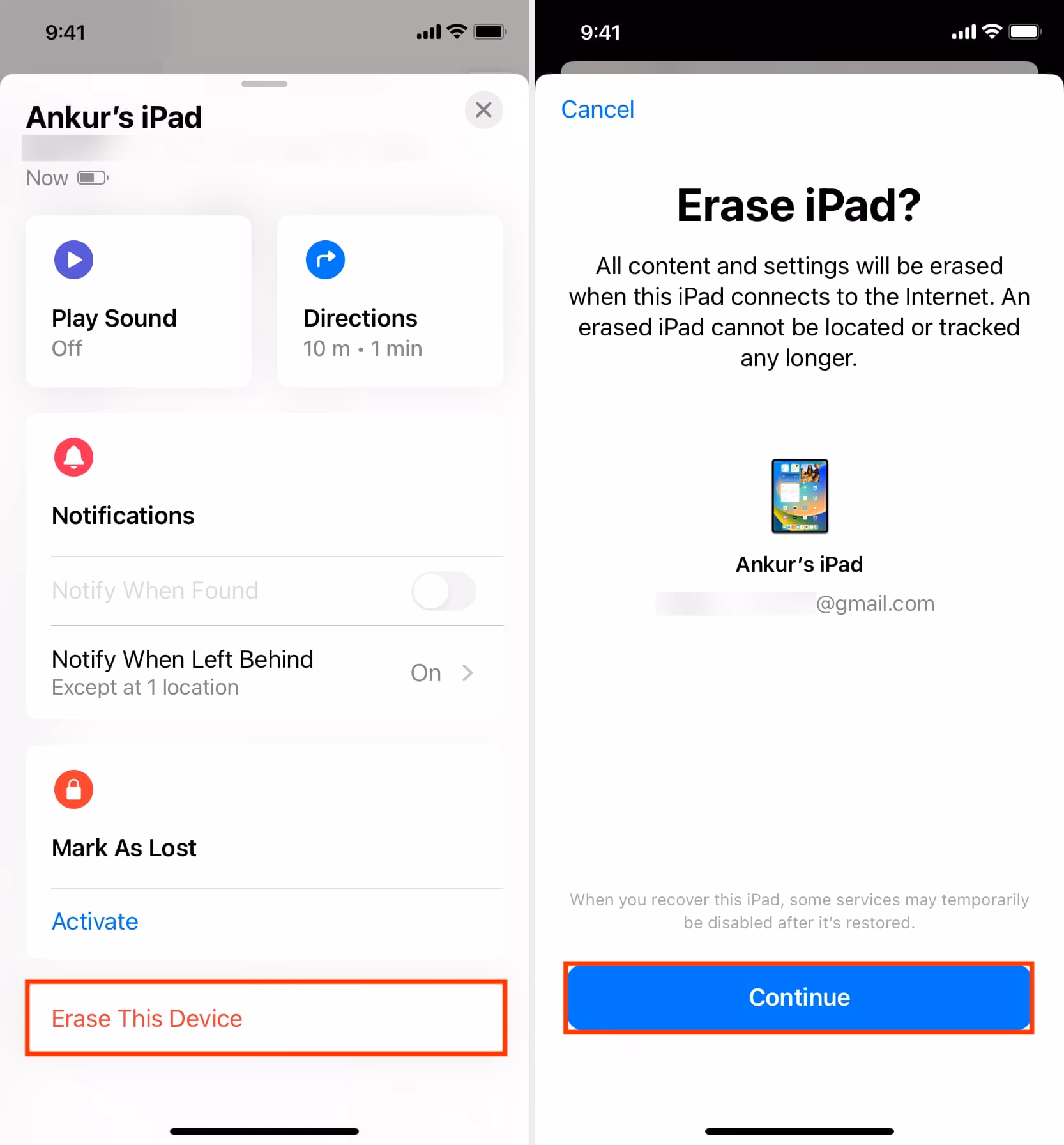 How do I remove a device from Find my iPhone?