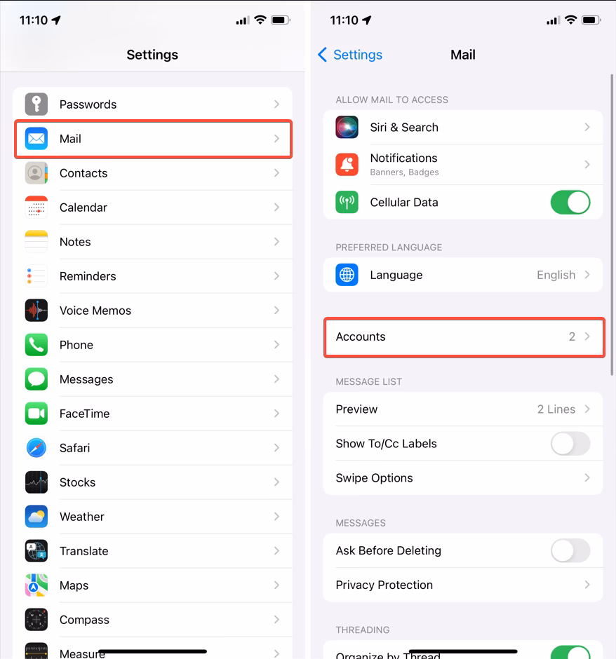 How do I fix a deleted email on my iPhone?