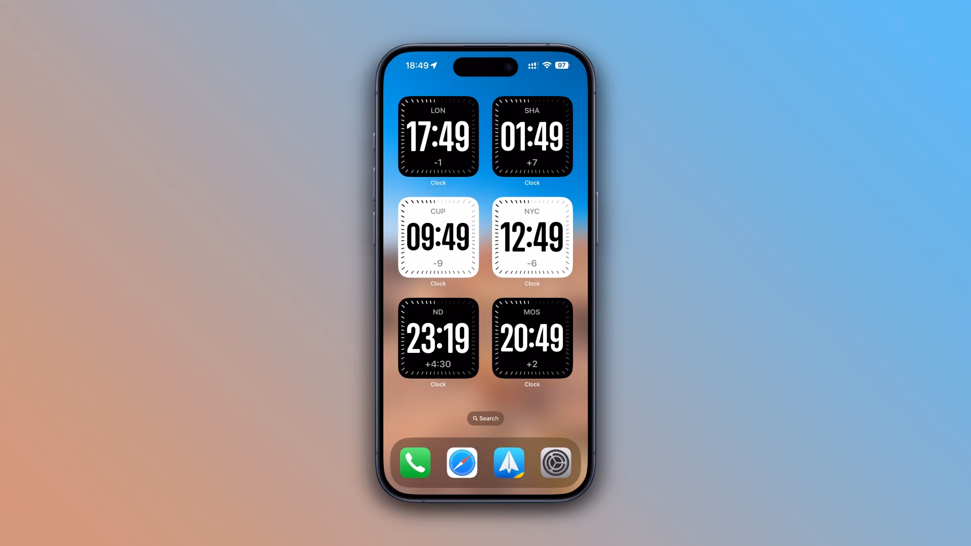 How do I customize a digital clock on my iPhone?