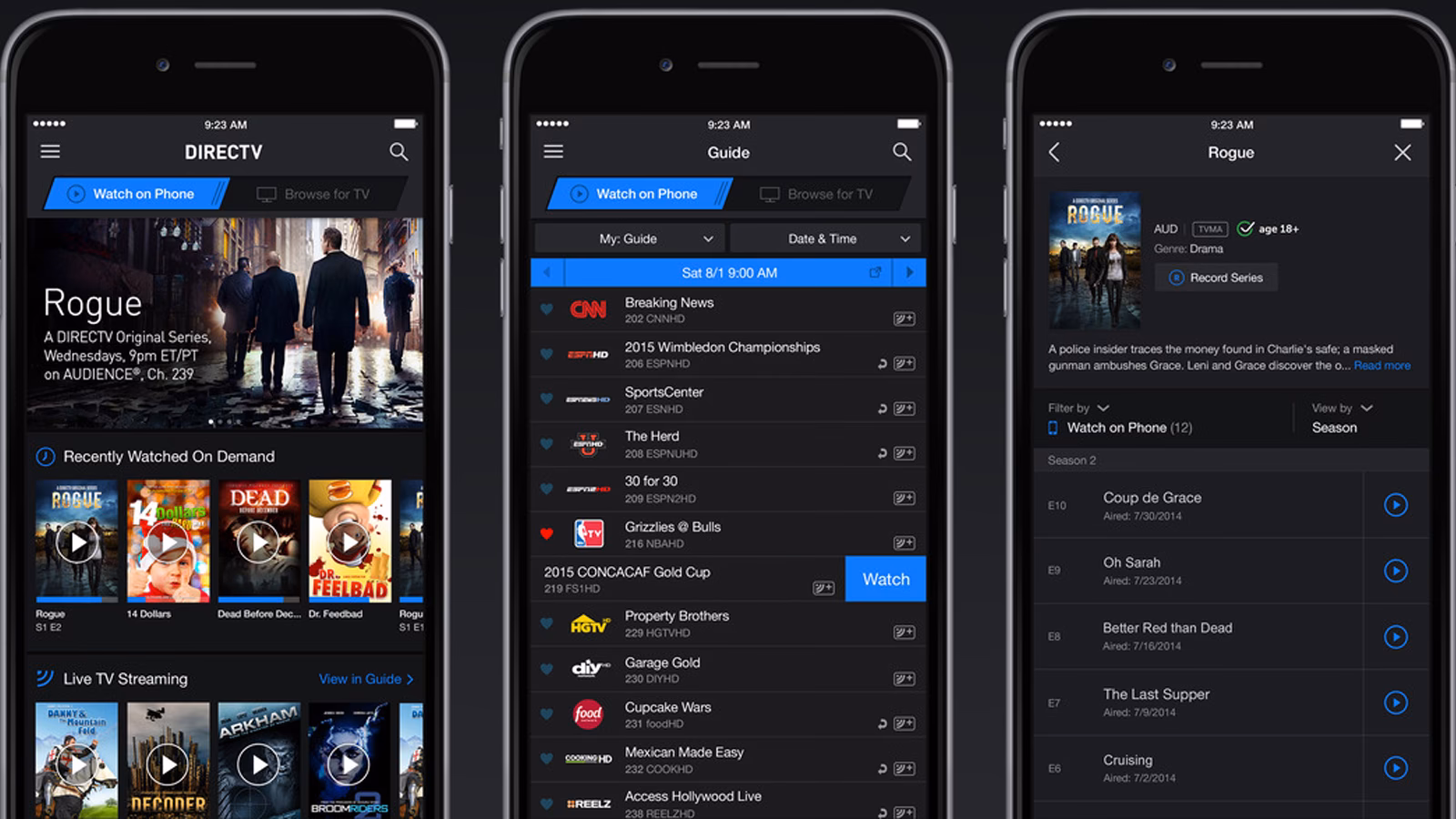 How do I watch live TV on DirecTV?