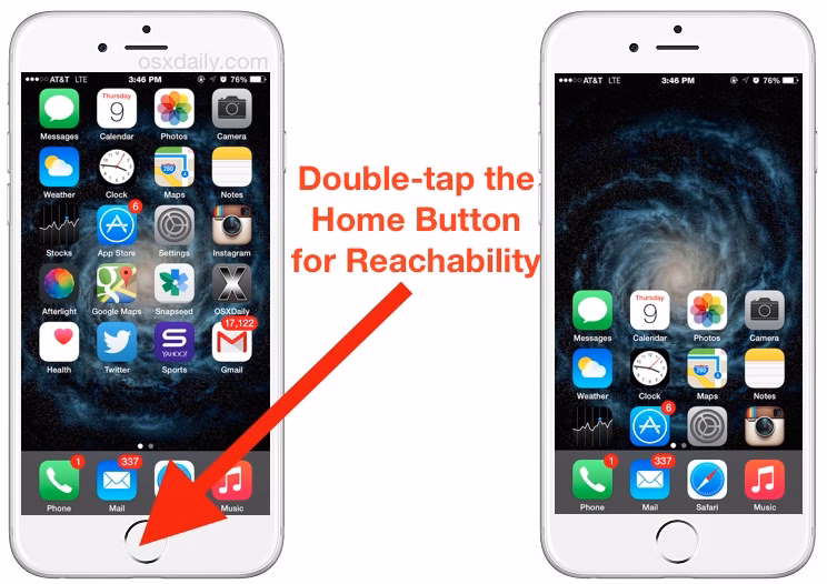 What is the double tap feature on the home button?