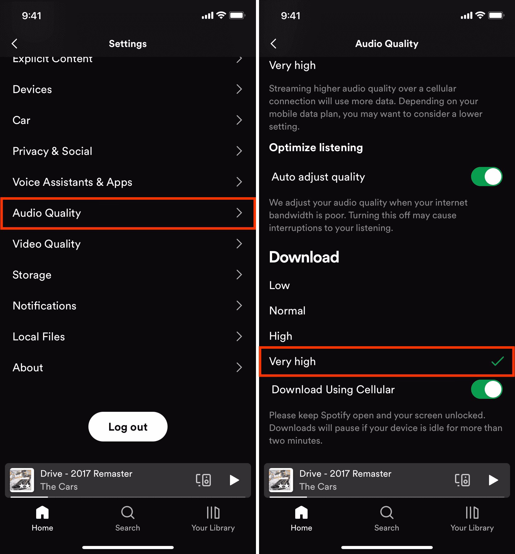 How do I download songs from Spotify on a mobile device?