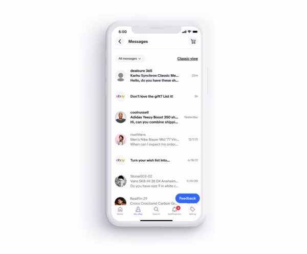 Where can I find my messages on eBay?