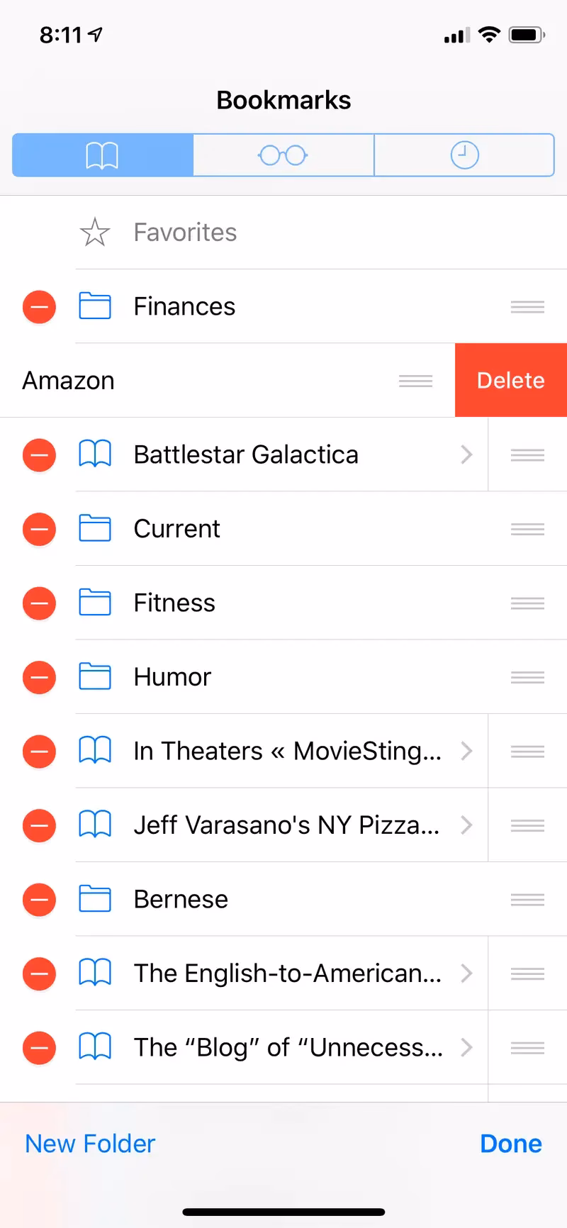 How to edit bookmarks in Safari?