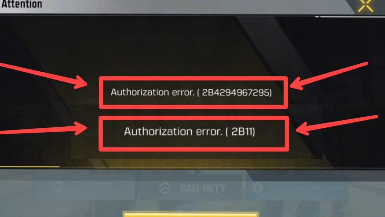 What causes authorization error 2b4294967295 in Call of Duty Mobile?
