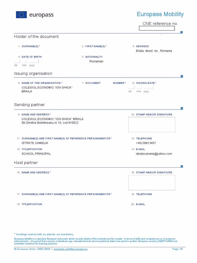 Who should complete the Europass Mobility Project?