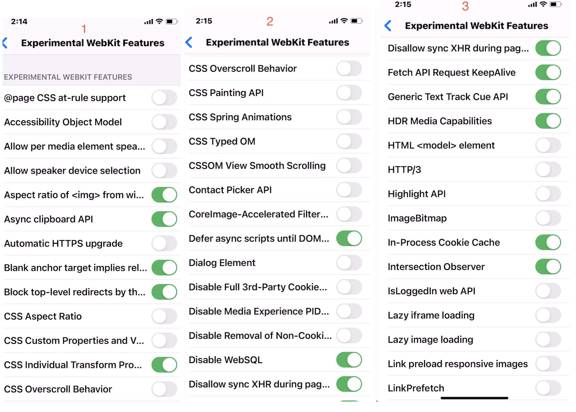 What are Safari experimental features?
