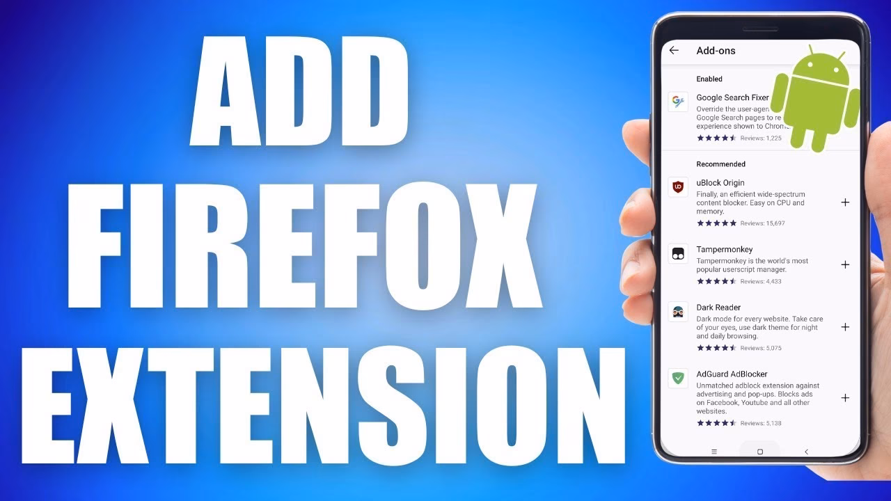 Can I install any web browser extension on the Firefox Android app?