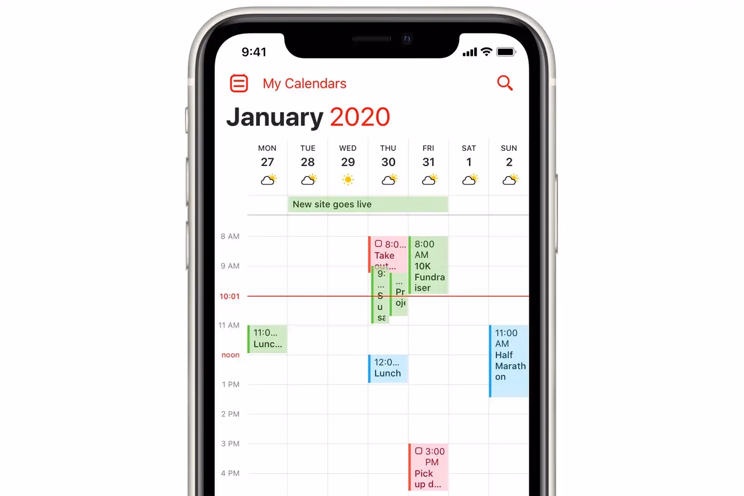 How do I view a week on my iPhone?