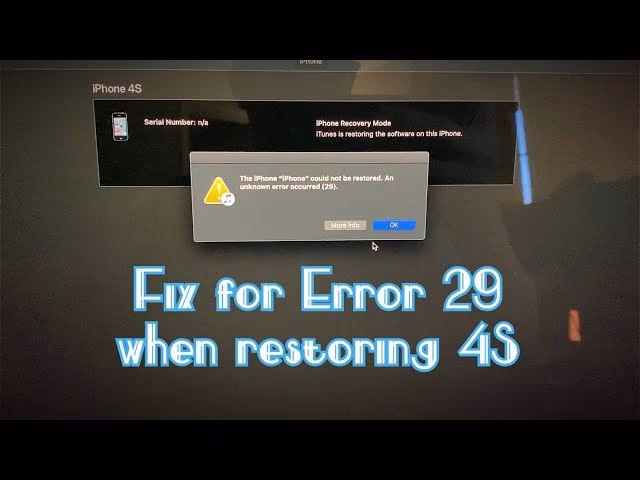 How do I fix error 29 on iPhone?